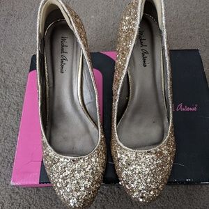 Michael Antonio Glittery Gold Heels